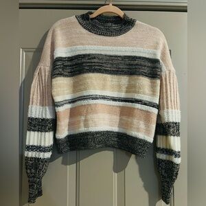 Puffy sleeve crop knit puffy arm sweater size L